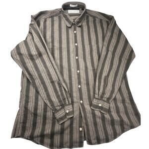 Henry Grethel Button Down Shirt Cotton Striped Earthy Vintage